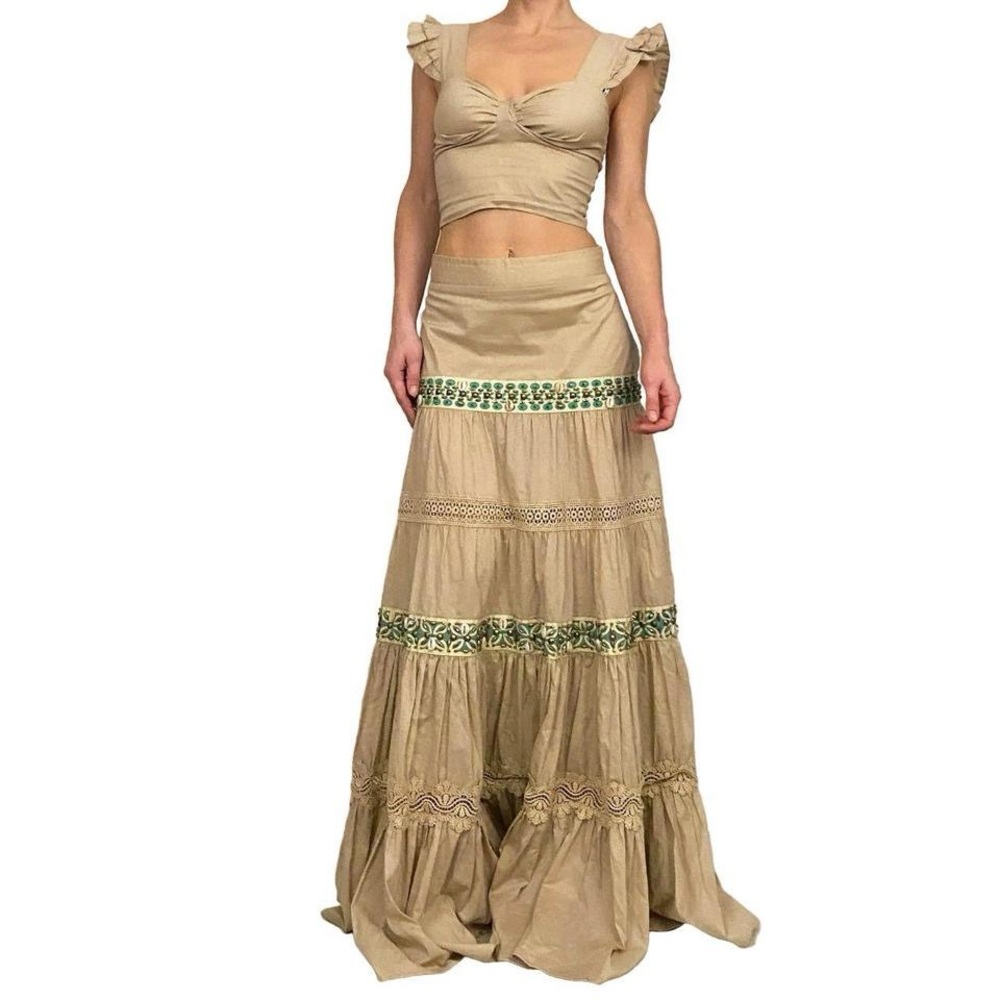 Seashell embellished maxi skirt and top set